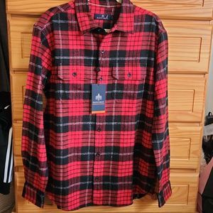 - Rainforest Red Plaid Medium Heavy Flannel Shirt size medium